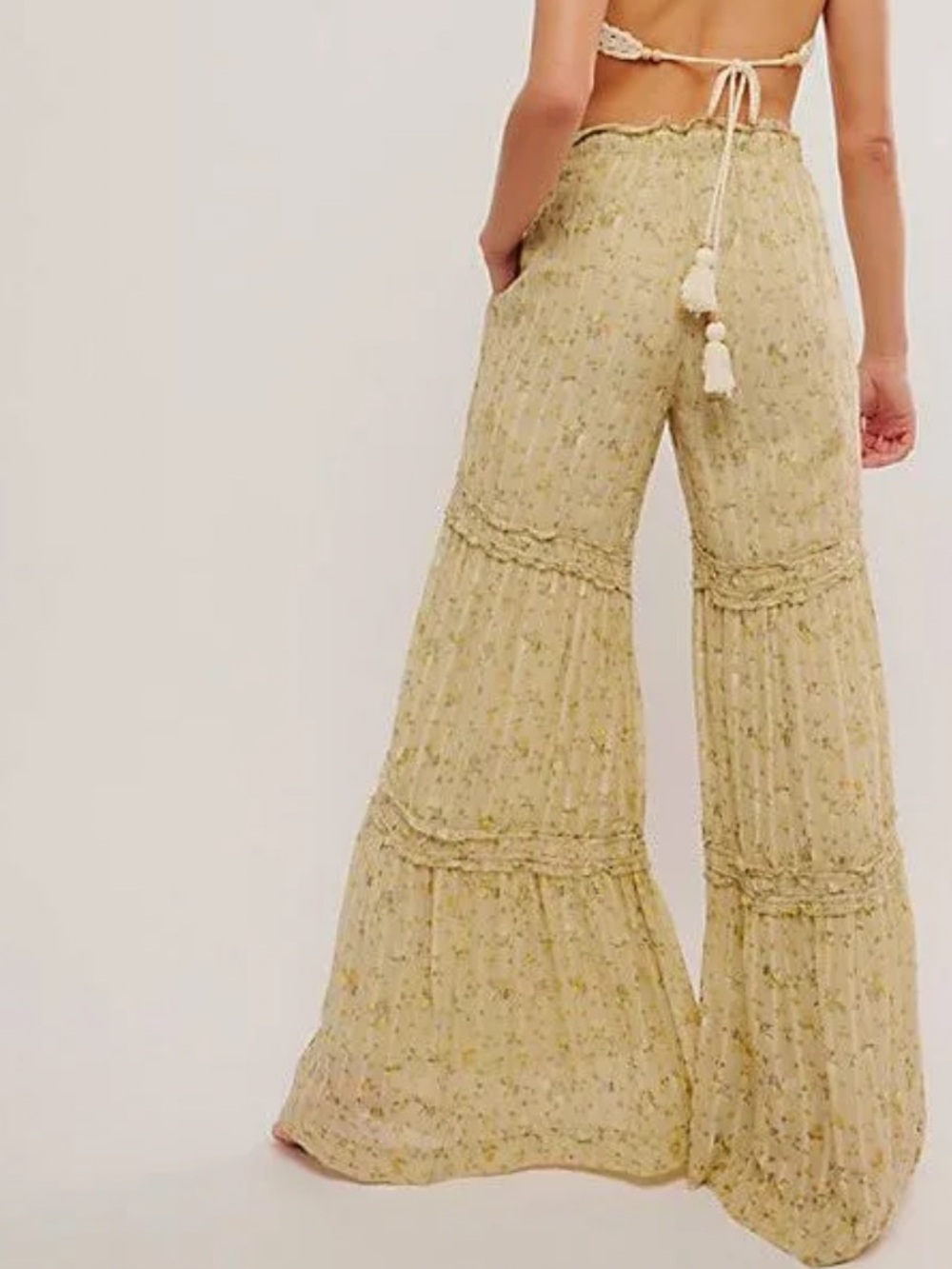Free People Yellow Emmaline Tiered Floral Pants - Picture 4 of 12